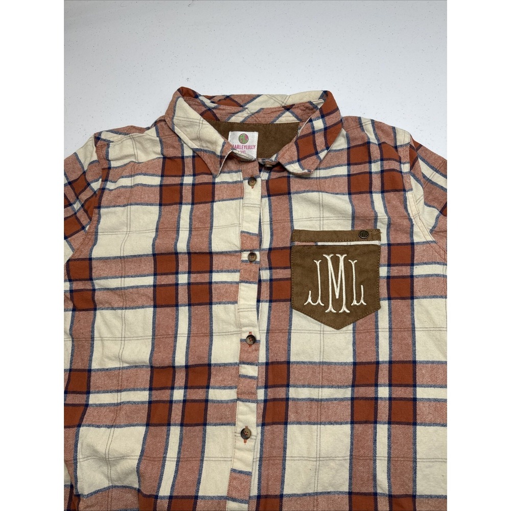 Marley Lillly Womens Flannel Button Down Shirt 2XL Monogrammed JML comfort